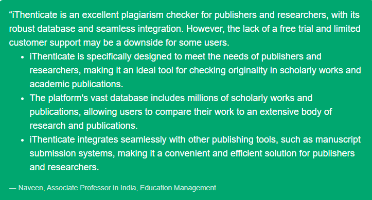 iThenticate plagiarism checker review