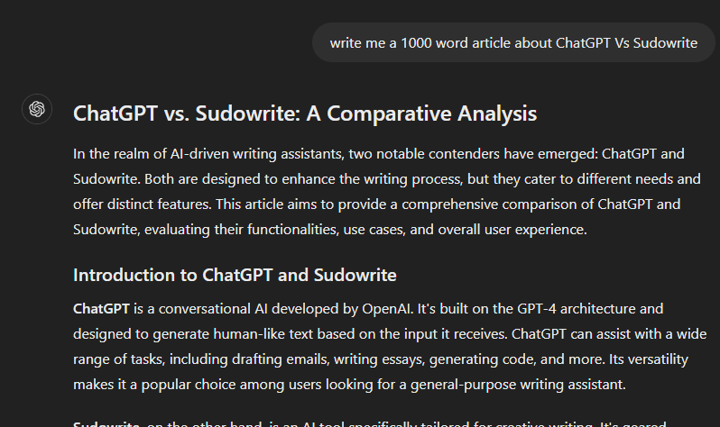 ChatGPT vs Sudowrite 2025